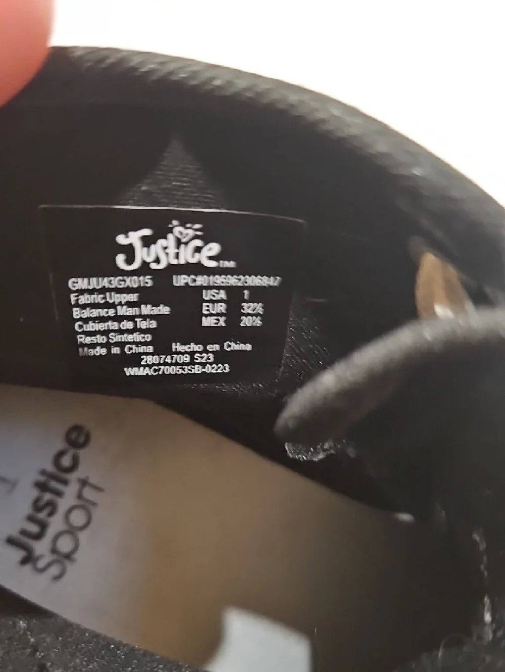 Justice Kids Black and White High-Top Sneakers
